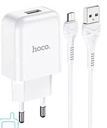 Сетевое зарядное устройство Hoco N2 2.1a home charger + micro USB cable white - фото Сетевое зарядное устройство Hoco N2 2.1a home charger + micro USB cable white