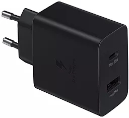 Мережевий зарядний пристрій з швидкою зарядкою Samsung Original 35w PD/QC3.0 USB-C/USB-A ports black (EP-TA220NBCGCN)
