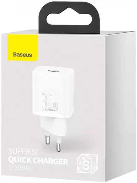 Сетевое зарядное устройство с поддержкой быстрой зарядки Baseus Super Si 30W USB-C Charger White (CCSUP-J02) - фото 7