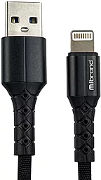 Кабель USB Mibrand MI-32 Nylon 10W 2A 2M Lightning Cable Black