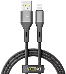 Кабель Yoki YK-LE17 LED USB-A - Lightning 12w 2.4a 1.2м cable Black - фото Кабель Yoki YK-LE17 LED USB-A - Lightning 12w 2.4a 1.2м cable Black