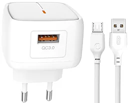 Мережевий зарядний пристрій XO L59 QC3.0 3A 18W + micro USB Cable White