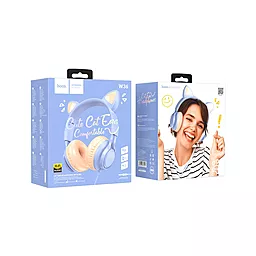 Наушники Hoco W36 Cat Ear Dream Blue - миниатюра 4
