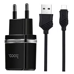 Сетевое зарядное устройство Hoco C11 + micro USB Cable Black