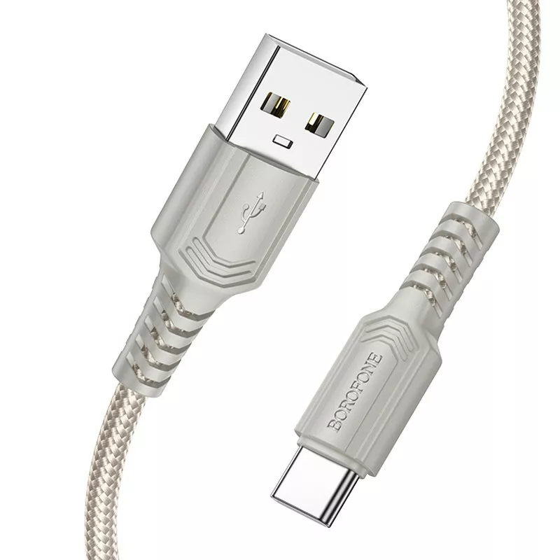 Кабель Borofone BX116 Certain USB-A - Type-C 15w 3a 1м cable Gray - фото 2