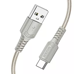 Кабель Borofone BX116 Certain USB-A - Type-C 15w 3a 1м cable Gray - миниатюра 2 Кабель Borofone BX116 Certain USB-A - Type-C 15w 3a 1м cable Gray - миниатюра 2