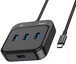 USB Type-C хаб Hoco HB31 Easy 4-in-1 4xUSB3.0 0,2m Hub black - фото USB Type-C хаб Hoco HB31 Easy 4-in-1 4xUSB3.0 0,2m Hub black