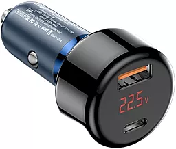 Автомобільний зарядний пристрій Essager 65W Torch Digital Display Car Charger USB-A-C Blue (ECCPD-HJ03) - мініатюра 2