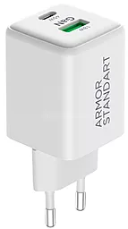 Сетевое зарядное устройство ArmorStandart AR372 45w GaN/PPS PD USB-C/USB-A ports charger white (ARM77550) - фото Сетевое зарядное устройство ArmorStandart AR372 45w GaN/PPS PD USB-C/USB-A ports charger white (ARM77550)