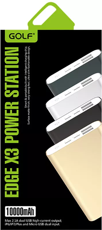 Повербанк GOLF Edge X3 10000 mAh Grey - фото 2