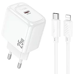 Мережевий зарядний пристрій Hoco CS53A Surplus 25w PD USB-C fast charger + USB-C to Lightning cable white - фото Мережевий зарядний пристрій Hoco CS53A Surplus 25w PD USB-C fast charger + USB-C to Lightning cable white