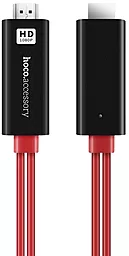 Видео переходник (адаптер) Hoco Lightning - HDMI 2m (UA4) Black / Red - миниатюра 2