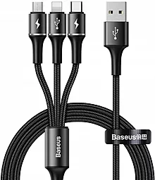 USB Кабель Baseus Halo 3-in-1 USB to Type-C/Lightning/micro USB cable black (CAMLT-HA01)