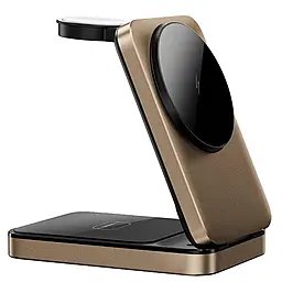 Док-станция с быстрой беспроводной QI зарядкой WIWU Wi-W038 3-in-1 15w wireless charger gold - фото Док-станция с быстрой беспроводной QI зарядкой WIWU Wi-W038 3-in-1 15w wireless charger gold