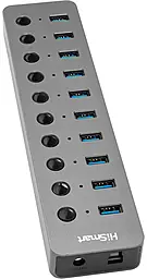 USB хаб HiSmart 10-in-1 USB3.0 gray (CA915125) - фото USB хаб HiSmart 10-in-1 USB3.0 gray (CA915125)