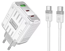 Мережевий зарядний пристрій Hoco C139A 65w PD/QC 2xUSB-C/USB-A ports fast charger + USB-C to USB-C cable white - фото Мережевий зарядний пристрій Hoco C139A 65w PD/QC 2xUSB-C/USB-A ports fast charger + USB-C to USB-C cable white