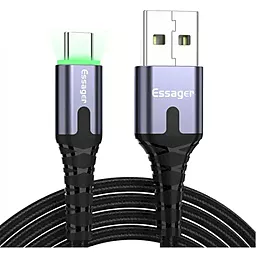 Кабель Essager LED Light USB-A - Type-C 18w 3a 2м cable Black (EXCT-XGA0G)