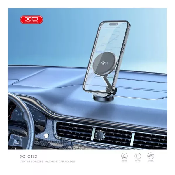 Держатель магнитный XO C133 Metal magnetic suction 360 ° rotating bracket Black - фото 3