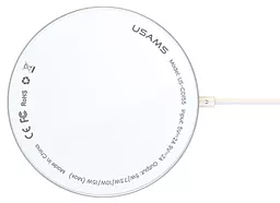 Бездротовий (індукційний) зарядний пристрій швидкої QI зарядки Usams US-CD155 15W for iPhone 12/12Pro/12Pro Max/12Mini White
