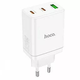Мережевий зарядний пристрій Hoco N33 35w PD/QC 2xUSB-C/USB-A ports white