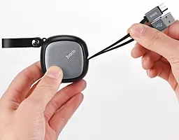 Кабель Hoco U33 Retractable Cord Reel USB-A - micro USB 12w 2.4a 0.29м cable Black - миниатюра 6