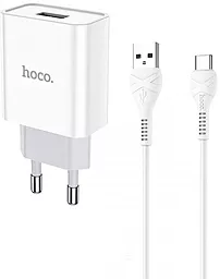 Сетевое зарядное устройство Hoco C81A 2.1a home charger + USB-C cable white