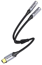 Аудіо розгалужувач Vention USB Type-C - mini Jack 3.5mm M/2xF 0.3 м black (BGNHY) - мініатюра 3