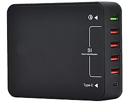 Мережевий зарядний пристрій з швидкою зарядкою Siyoteam 5 USB +1 USB-C Home Charger Black