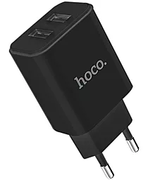 Сетевое зарядное устройство Hoco C62A Victoria 2.1a 2xUSB-A ports charger + micro USB cable black