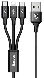 USB Кабель Baseus Rapid 18w 3a 3-in-1 USB to Type-C/Lightning/micro USB cable black (CAMLT-SU01)