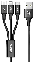 Универсальный кабель Baseus Rapid Series 3-in-1 USB-A to Type-C/Lightning/micro USB 15w 3a 1.2м сable Black (CAMLT-SU01)