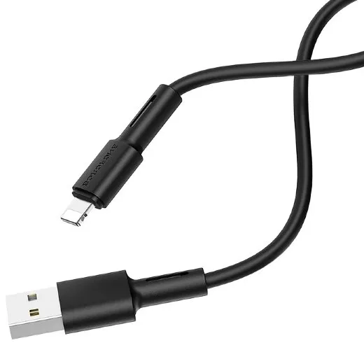 Кабель Borofone BX31 Silicone USB-A - Lightning 12w 2.4a 1м cable Black - фото 2