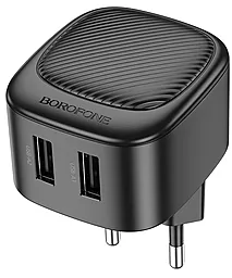 Сетевое зарядное устройство Borofone BAS21A Special 2A 2xUSB-A ports charger black - фото Сетевое зарядное устройство Borofone BAS21A Special 2A 2xUSB-A ports charger black