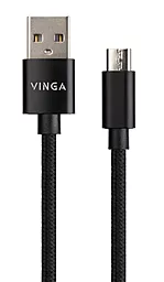 Кабель Vinga Nylon USB-A - micro USB 10w 1м cable Black (VCPDCMNB1BK)