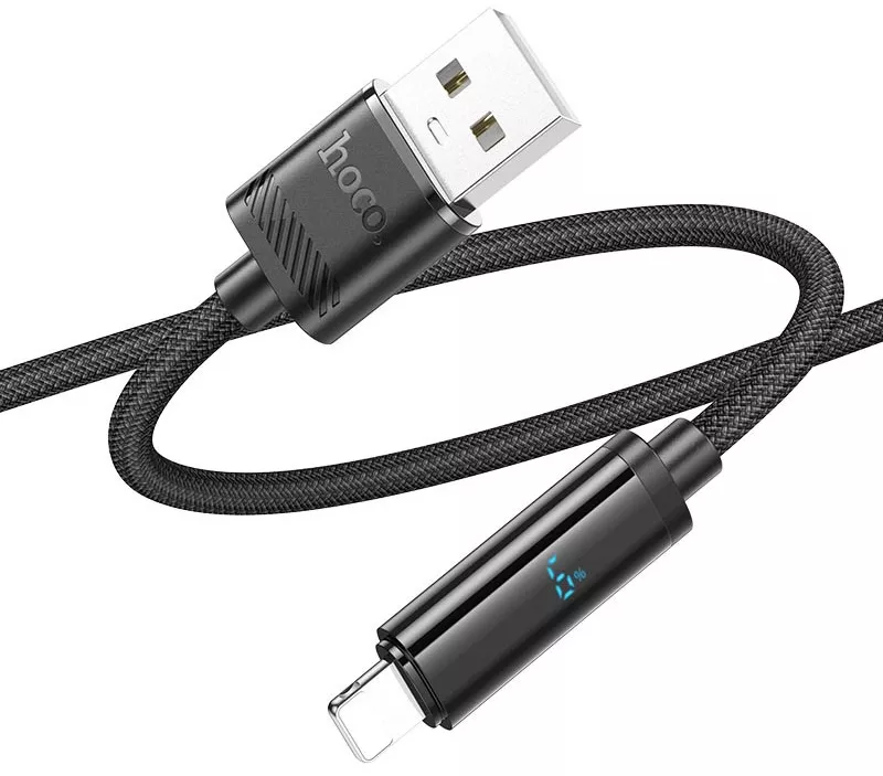 Кабель Hoco U127 USB-A - Lightning 12w 2.4a 1.2м cable Black - фото 2