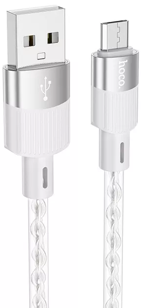 Кабель Hoco X99 Crystal Junction USB-A - micro USB 12w 2.4a 1м cable gray - фото 1
