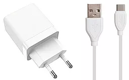 Сетевое зарядное устройство XO L73 2.4a home charger + USB-C cable white - фото Сетевое зарядное устройство XO L73 2.4a home charger + USB-C cable white