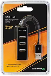 USB хаб Grand-X GH-403 4 x USB 2.0 Black - миниатюра 3