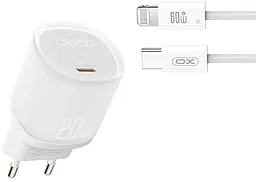 Мережевий зарядний пристрій XO L143 20w PD USB-C fast charger + USB-C to Lightning cable white - фото Мережевий зарядний пристрій XO L143 20w PD USB-C fast charger + USB-C to Lightning cable white