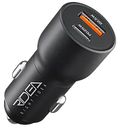 Автомобильное зарядное устройство Ridea RCC-47110 QPow Pro 47.5w PD USB-C/USB-A ports car charger black - фото Автомобильное зарядное устройство Ridea RCC-47110 QPow Pro 47.5w PD USB-C/USB-A ports car charger black