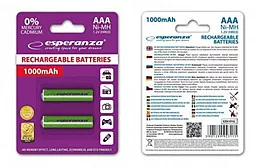 Акумулятор Esperanza AAA 1000mAh (EZA101G) 2шт Green 1.2 V - мініатюра 2