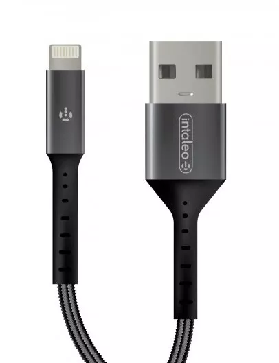 Кабель Intaleo CB0 USB-A - Lightning 12w 2.4a 0.2м cable Black/Grey (1283126495618) - фото 1