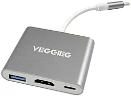 USB Type-C хаб VEGGIEG 3-in-1 silver (TC03)