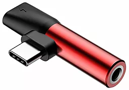 Аудио-переходник Baseus L41 Type-C to Type-C + AUX(3,5) Red/Black (CATL41-91) - фото Аудио-переходник Baseus L41 Type-C to Type-C + AUX(3,5) Red/Black (CATL41-91)