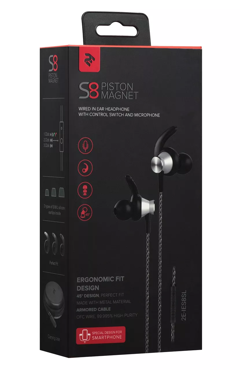 Навушники 2E S8 Piston Magnet Silver (2E-IES8SL) - фото 4