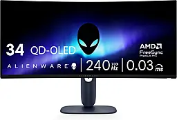 Монітор DELL 34" AW3425DW 2xHDMI, DP, USB, QD-OLED, 3440x1440, 21:9, 240Hz, 0.03ms, DCI-P3 99.3%, CU - фото Монітор DELL 34" AW3425DW 2xHDMI, DP, USB, QD-OLED, 3440x1440, 21:9, 240Hz, 0.03ms, DCI-P3 99.3%, CU