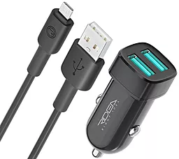 Автомобильное зарядное устройство Ridea RCC-21112 2.4a 2xUSB-A ports charger + micro USB cable Black - фото Автомобильное зарядное устройство Ridea RCC-21112 2.4a 2xUSB-A ports charger + micro USB cable Black