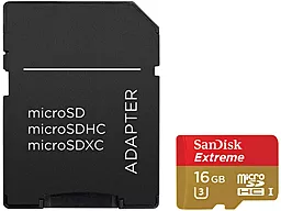 Карта пам'яті SanDisk microSDHC 16GB Extreme Class 10 UHS-I U3 + SD-адаптер (SDSDQXN-016G-G46A)