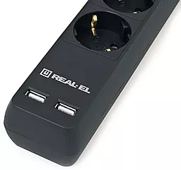 Мережевий фільтр (подовжувач) REAL-EL RS-6 Protect USB Charge 1.8 м (EL122300016) Black - мініатюра 5