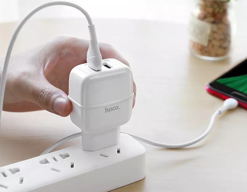 Сетевое зарядное устройство Hoco C77A 2.4a 2xUSB-A ports charger + micro USB cable white - фото 5